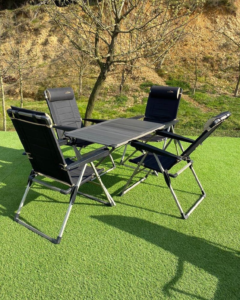 Alüminyum Xxl Masa + 4 Lüx Sandalye Set